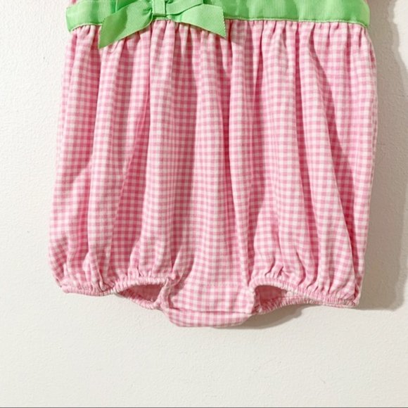 Ralph Lauren Cotton Short Puffed Sleeve Bubble Romper Button Back Ribbon Accent - Picture 6 of 11